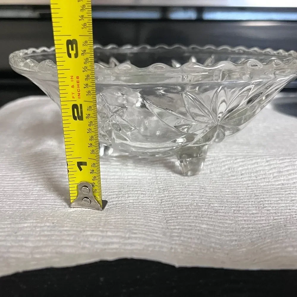 Vintage Anchor Hocking Star of David Clear Crystal 2 Serving Bowl Tray Plate